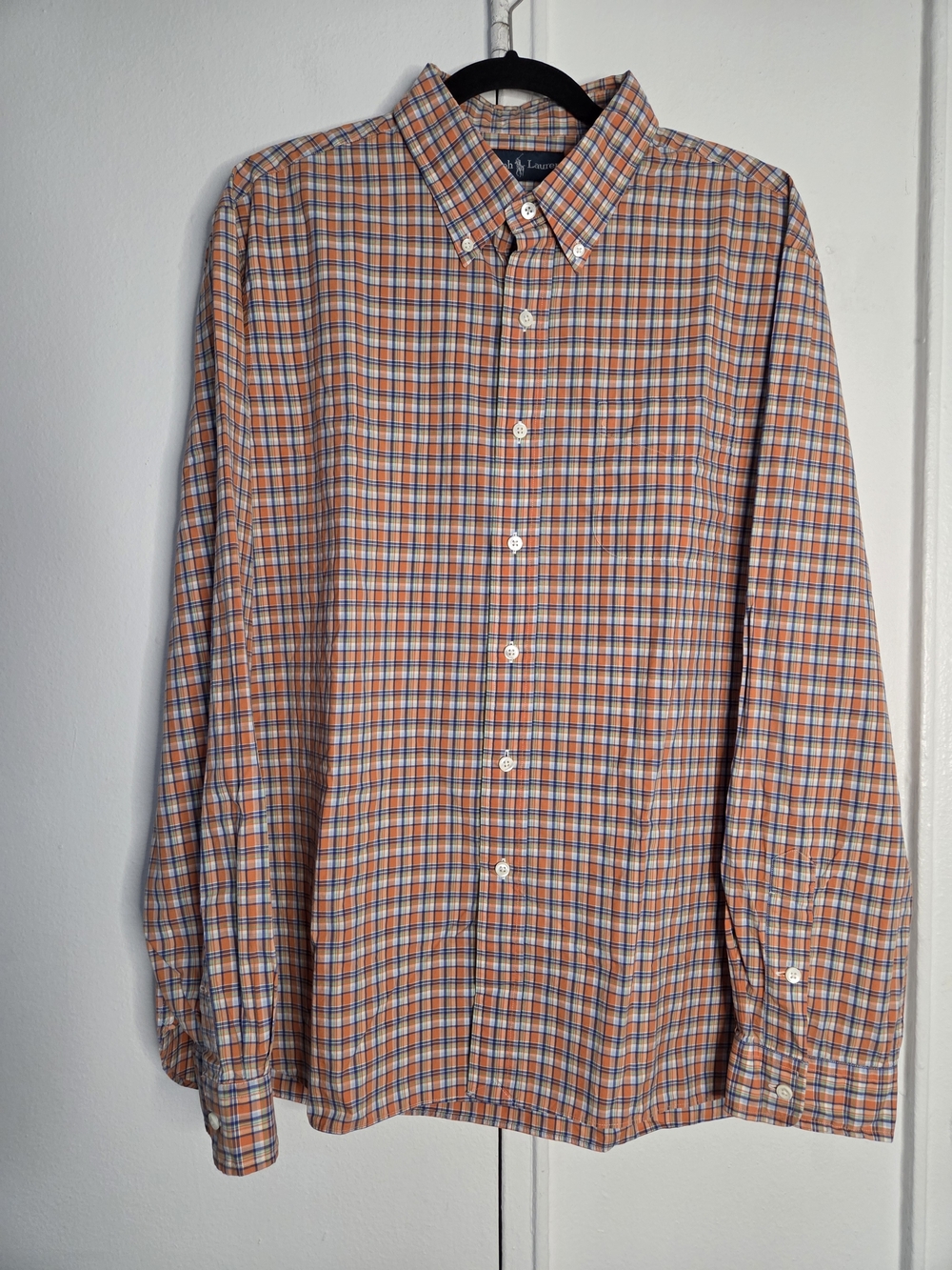 Ralph Lauren Orange and Blue Plaid Button-Down